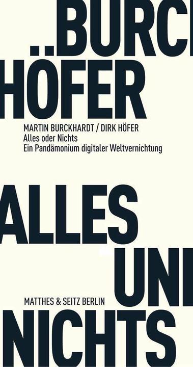 Produktbild Alles und Nichts (Deutsch, Dirk Höfer, Martin Burckhardt, 2015)