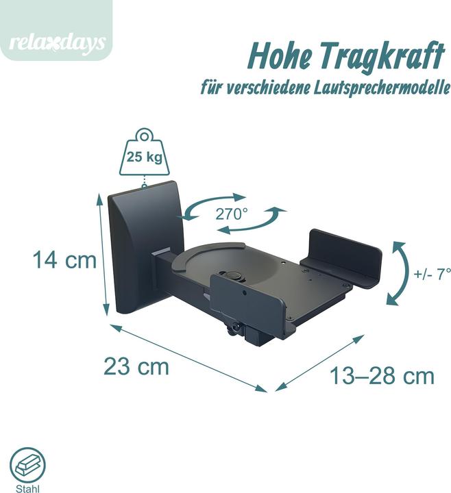 Actual product image Relaxdays 2x speaker wall mount (Set, Wall installation, Tiltable)