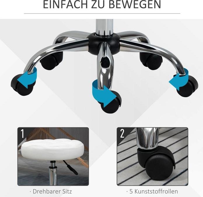 Image du produit Swisshandel24 Tabouret pivotant, tabouret de salon, réglable en hauteur, similicuir, design piqué, Ø35,5x48-63cm