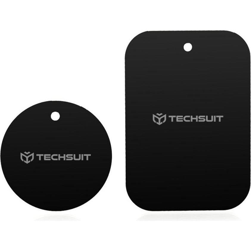Techsuit - (2 pack) Metal Plate (MP03) - with Matte Cover Paint - Black, Supporto per smartphone, Nero