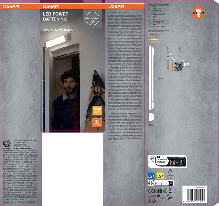 Produktbild Osram LED POWER BATTEN 1200 mm 50 W 3000 K (4845 lm)
