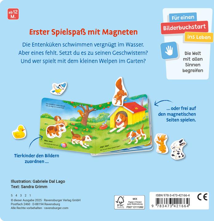 Image du produit Ravensburger Mon premier livre magnétique : Qui appartient à qui? Les enfants animaux - livre de jeu magnétique (Allemand)