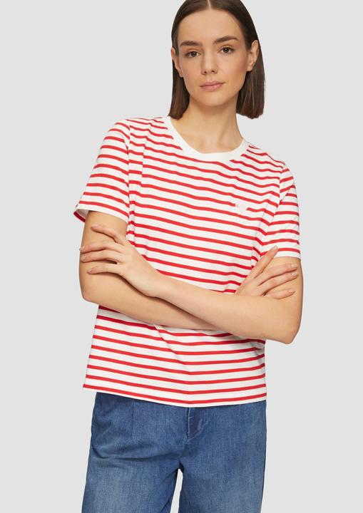 Produktbild S.Oliver T-Shirt Gestreiftes T-Shirt im Relaxed Fit mit Herz-Stickerei (34)