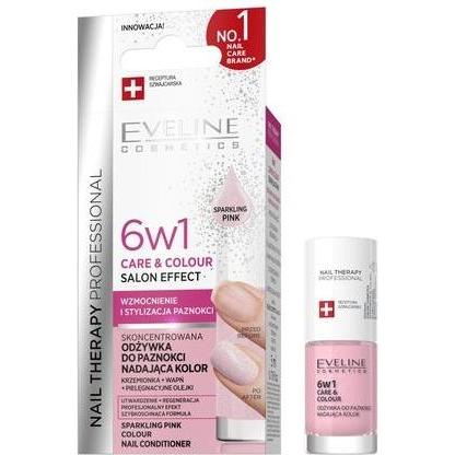 Eveline, Prodotto cura delle unghie, Nail Therapy 6w1 Care & Colour skoncentrowana odżywka do paznokci Sparkling Pink 5ml (5 ml)