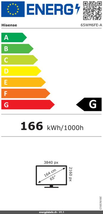 Energie-Label Hisense Interactive Display 65WM6FE-A 65", 16/7, UHD, 400cd/m², Kamera (3840 x 2160 Pixel, 65")
