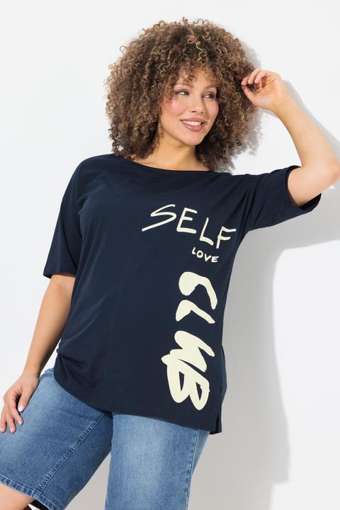 Image du produit Ulla Popken T-shirt oversize, décolleté rond et manches courtes, message imprimé (46, 48)