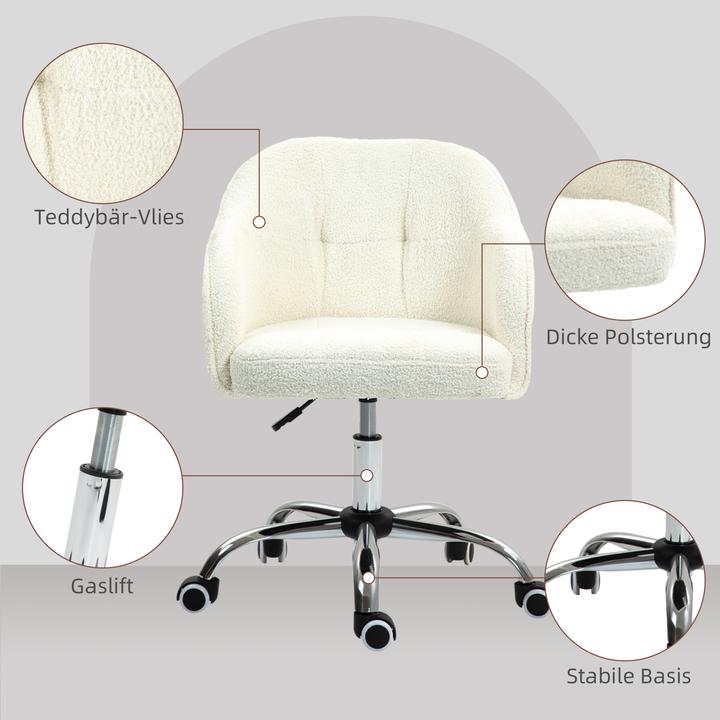 Produktbild Homcom Bürostuhl Polyester, Kunstleder Cremeweiss