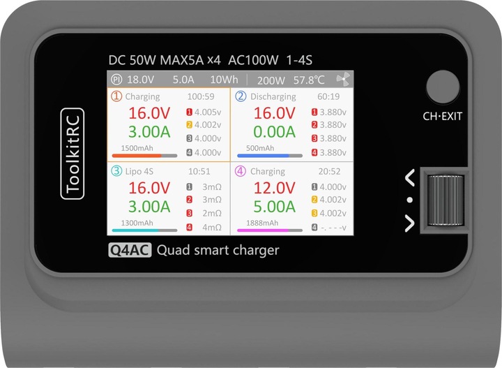 Image du produit Toolkitrc Chargeur Quad Q4AC XT60 100W, 1-4S