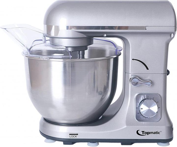 Produktbild Topmatic PKM-1400.2 Silberfarben Multifunktionsmixer 1400W 1400 Watt 5 L Küchenmaschine Teigmaschin (1400 W)