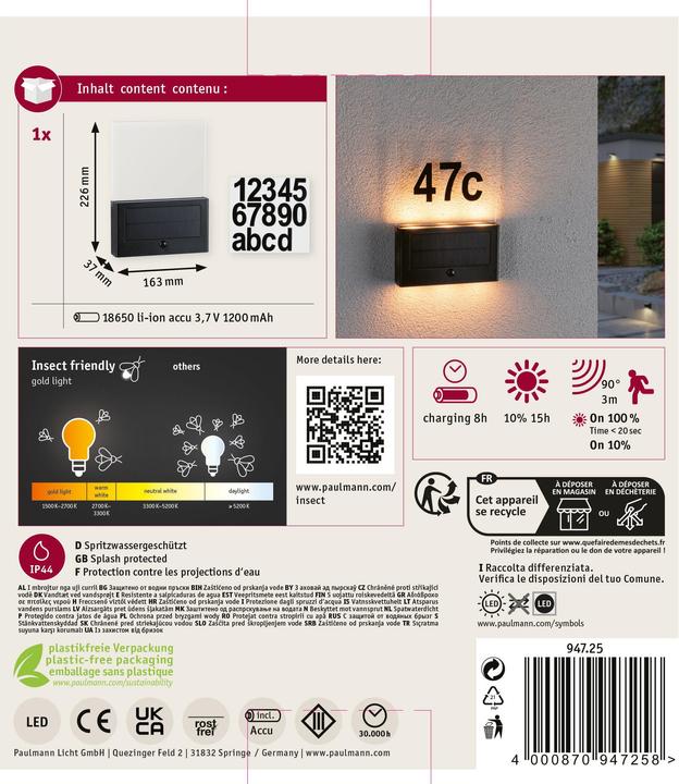 Image du produit Paulmann Numéros de maison solaires (18 lm, IP44)