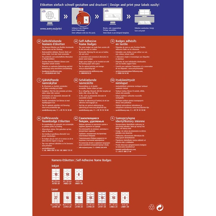 Actual product image Avery Name labels