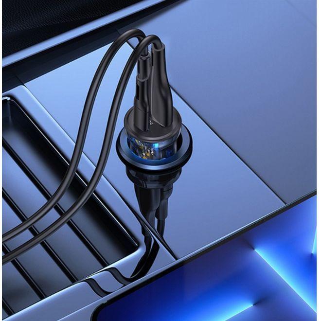 Actual product image Usams 30W Transparent USB-A + USB-C Mini Car Charger