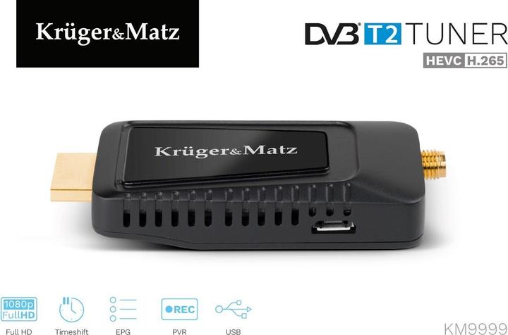 Produktbild Krüger&Matz KRUGER & MATZ Mini-Receiver DVB-T2 H.265 HEVC KM9999 (DVB-T, DVB-T2)