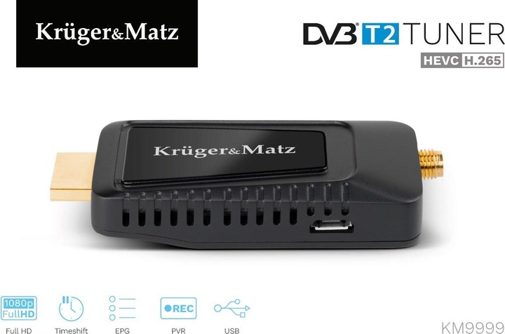 Produktbild Krüger&Matz KRUGER & MATZ Mini-Receiver DVB-T2 H.265 HEVC KM9999 (DVB-T, DVB-T2)