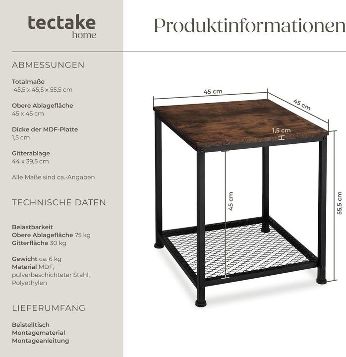 Image du produit tectake Table d’appoint Derby