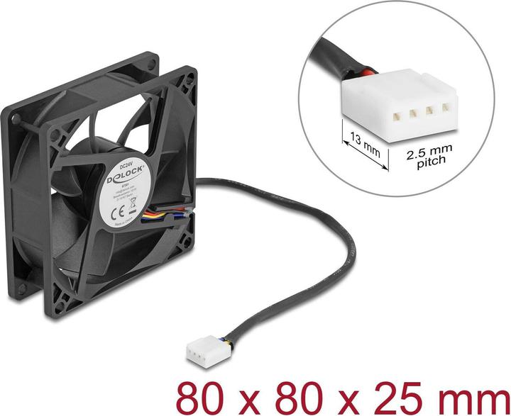 Produktbild Delock Axiallüfter 24 V DC, 80 x 80 x 25 mm schwarz (80 mm, 1x)