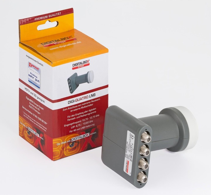 Produktbild Digitalbox DIGI-QUATRO SAT-LNB (0,4dB, Full-HD, HDTV, SDTV, 3D,4K/UHD) (Quattro LNB, 40mm)