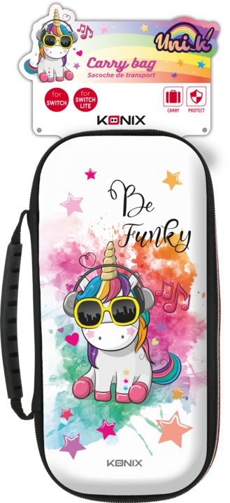Actual product image Konix Mythics Pro Carry Case Unicorn be funky (Switch, Switch Lite, Switch OLED)