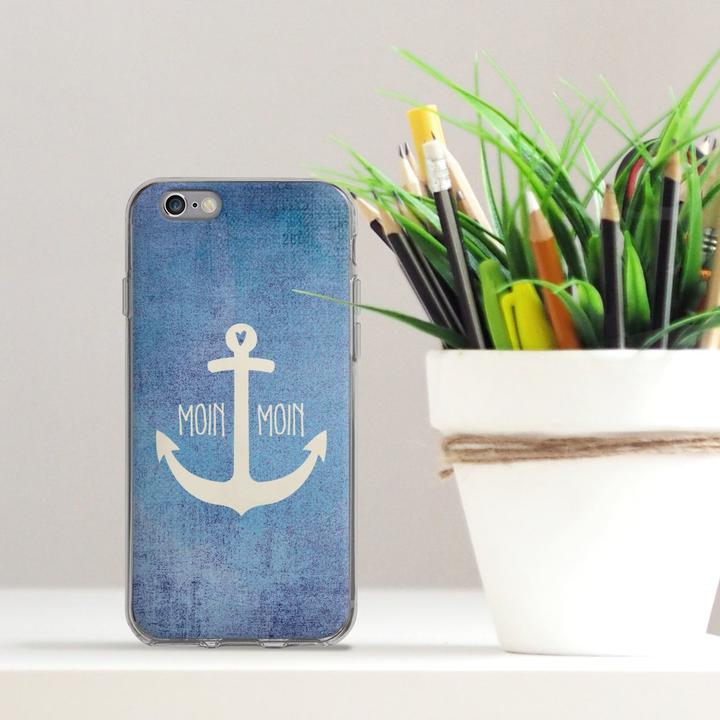Produktbild DeinDesign Silikon Hülle für Apple iPhone 6s Handyhülle Case Smartphone Schutzhülle Anker Blau maritim (Apple iPhone 6s)