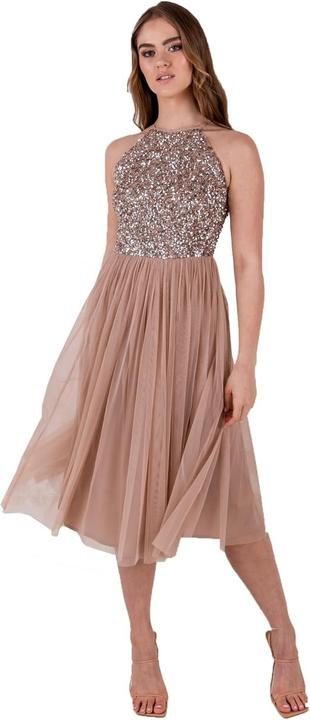 Image du produit Herba Robe midi à col halter ornée de taupe (42)