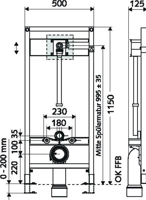 Produktbild Schell WC-Montagemodul MONTUS BH 115cm, mit Spülarmatur COMPACT II