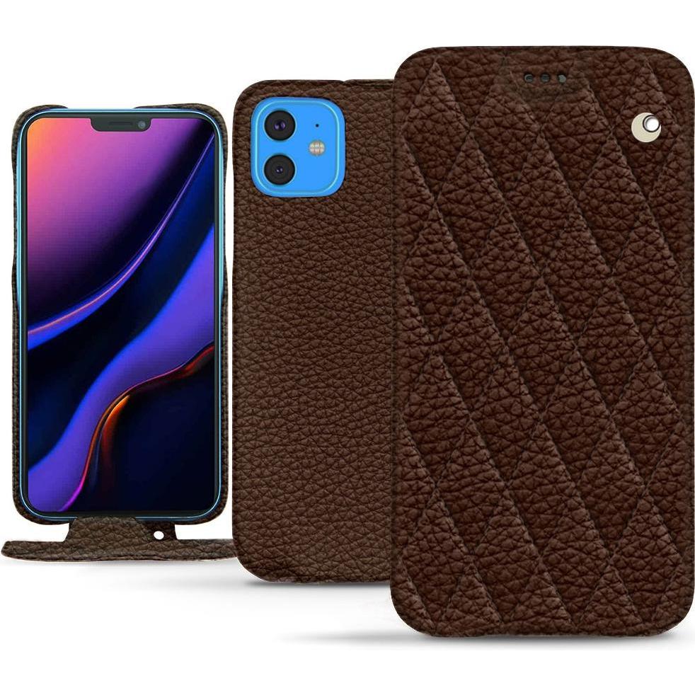 Noreve Lederschutzhülle vertikal (Apple iPhone 11), Smartphone Hülle, Braun