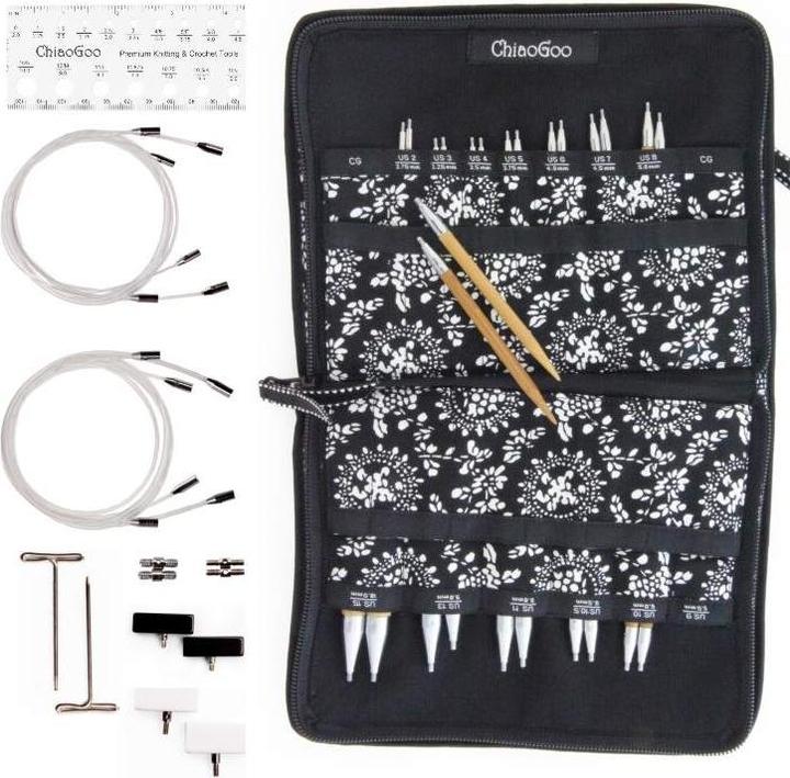 ChiaoGoo Jeu d'aiguilles à pointes interchangeables SPIN Bamboo Large 5,50-10,00 mm 13 cm