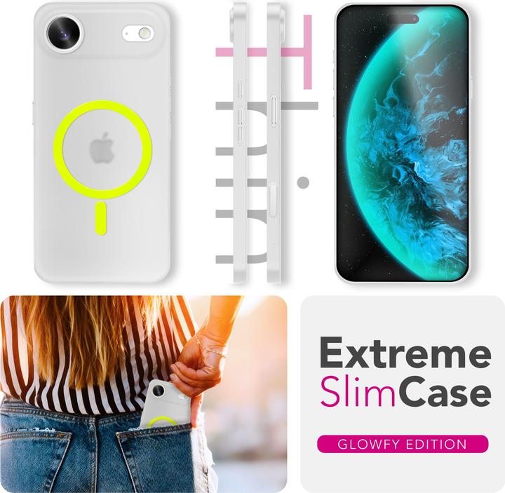 Produktbild Nalia MagSafe Cover "Thinix Glow" - 0,3mm Extrem Dünn, Leuchtender Magnet Ring - Ultra-Slim Hard Case (Apple iPhone 17 Pro)