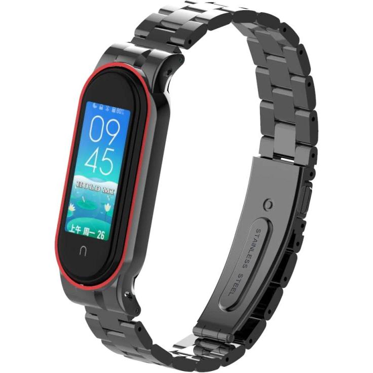 Strap-it Armband (Stahl, Mi Band 6), Uhrenarmband, Schwarz