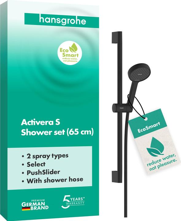 Actual product image hansgrohe Activera Select S Shower Set with EcoSmart Water-Saving Head, 2 Spray Types, Hose and Bar