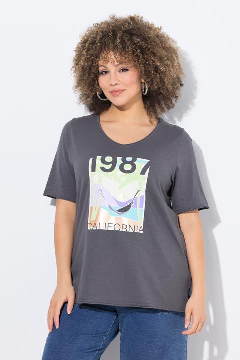 Image du produit Ulla Popken T-shirt, motif California. Encolure V et manches courtes (50, 52)