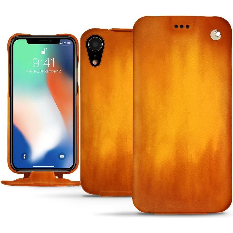 Noreve Lederschutzhülle vertikal (Apple iPhone XR), Smartphone Hülle, Orange