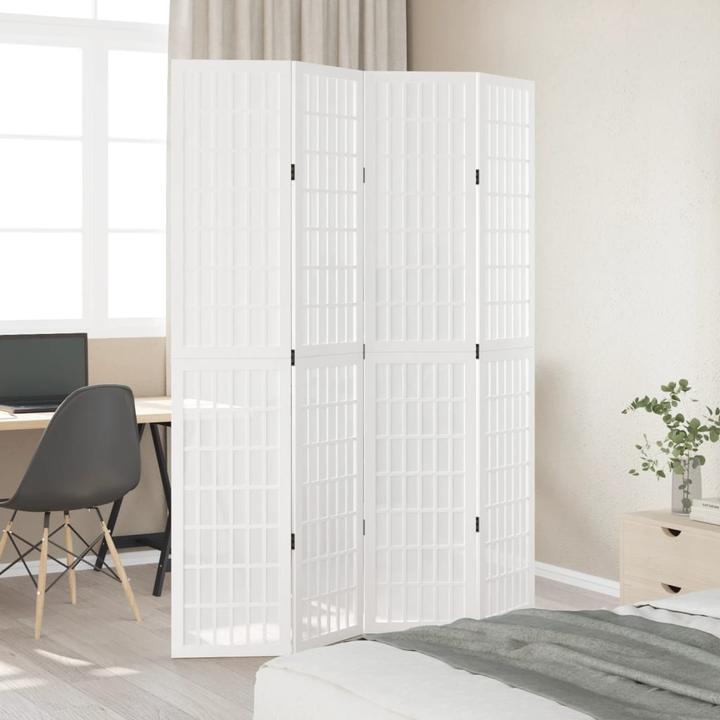 Image du produit vidaXL Séparation de pièce Paravent Paroi espagnole 4 pcs. blanc bois massif