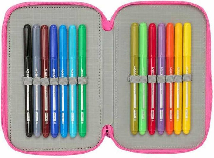 Actual product image Kuromi Dreifaches Federmäppchen Schwarz Pink 12,5 X 19,5 X 5,5 Cm 37 Stücke