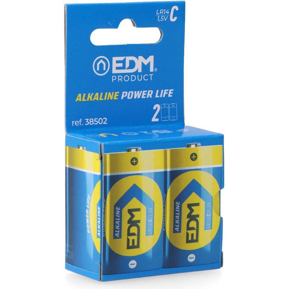 EDM Power life batteria alcalina c - lr14 1,5v ø26,2 x 50 mm, blister 2 uts (2 pz., C), Batterie + pile