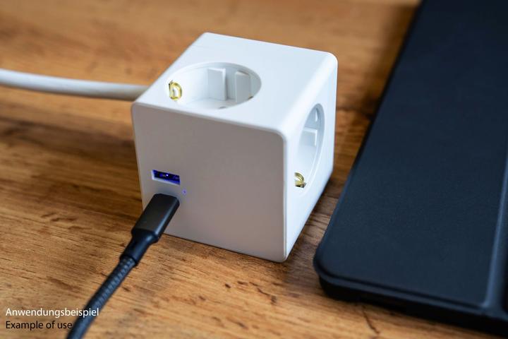 Immagine prodotto Kabelmeister Cubo di presa a 3 vie USB-C USB-A, bianco, 2m (3 x, USB-C, USB-A, 2 m)