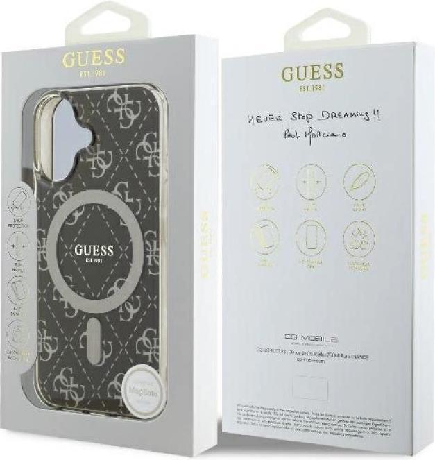 Productafbeelding Guess GUHMP16SH4DTEW iPhone 16 6.1" brązowy/bruin hardcase IML 4G Achtergrond MagSafe (Apple iPhone 16)