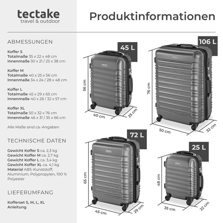 Immagine prodotto tectake Set di valigie rigide (106 l)