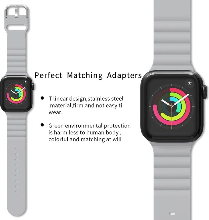 Produktbild König Design Sport Ersatz Armband für Apple Watch Series 1/2/3/4/5/6/SE 40 38 mm Silikon Grau