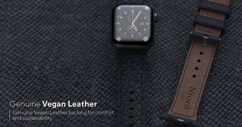 Immagine prodotto Njord Cinturino Vindur per Apple Watch 40/41 mm (22 mm, Pelle Vegan, Chiusura in acciaio inox, Pelle di salmone)