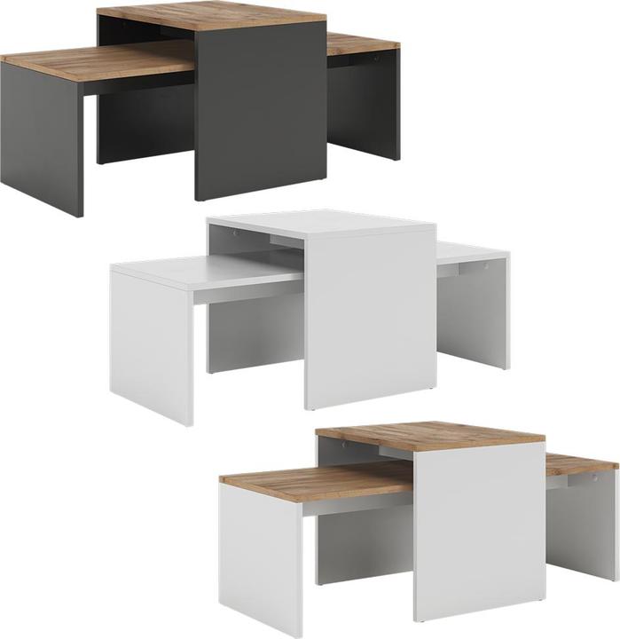Produktbild Vicco Couchtisch-Set Donat, Weiss/Goldkraft Eiche, 100 x 48 cm, 2 Teile
