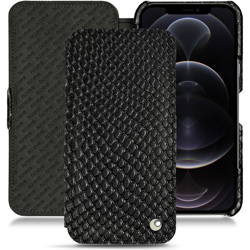Noreve Lederschutzhülle horizontal (Apple iPhone 12 Pro Max), Smartphone Hülle, Schwarz