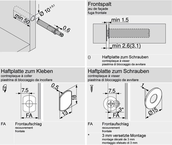 Actual product image Blum TIP ON 956 avec aimant, courte