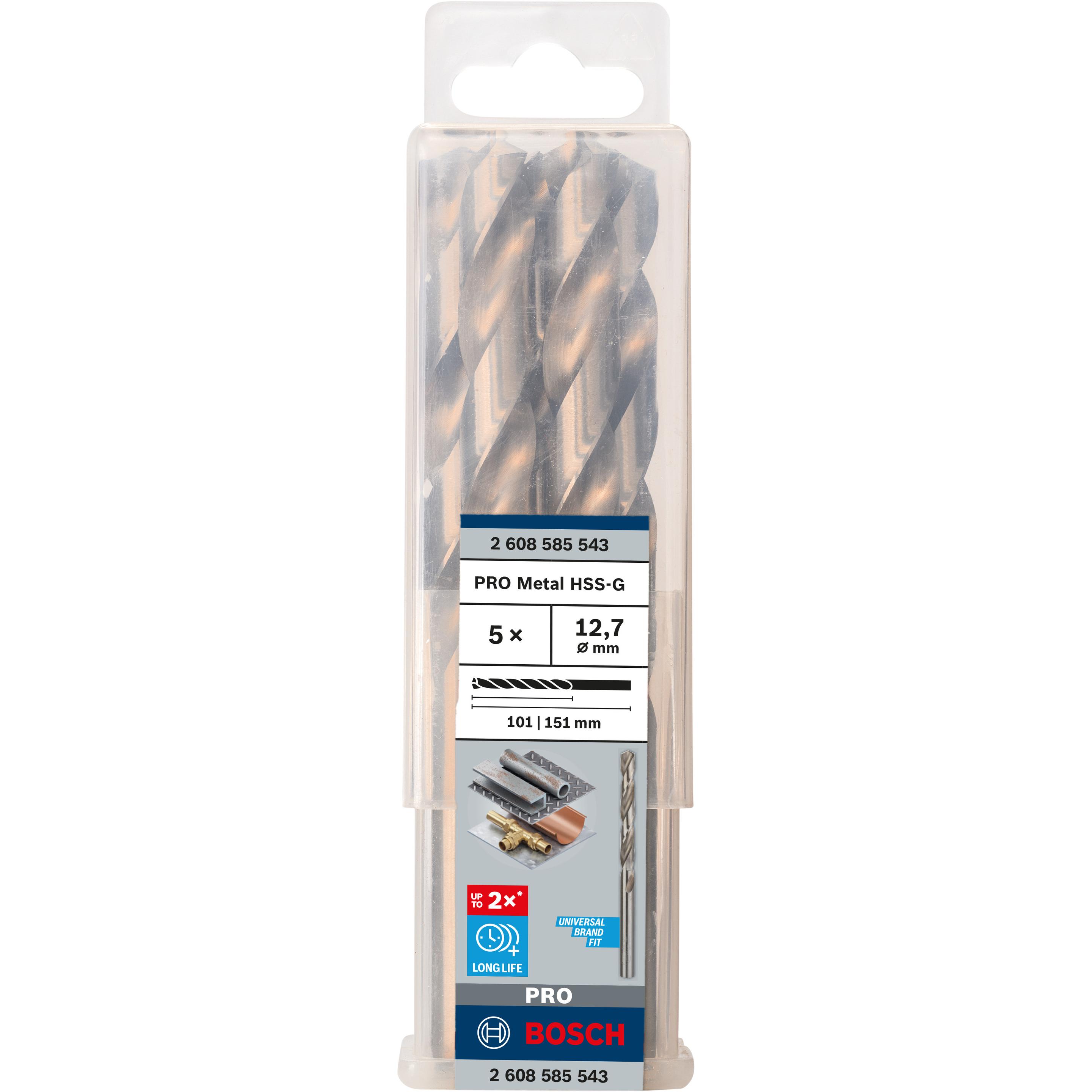 Thumbnail - Bosch Professional Zubehör, Bohrereinsatz, PRO Metal HSS-G Spiralbohrer, 12,7 x 101 x 151 mm (12.7 mm)