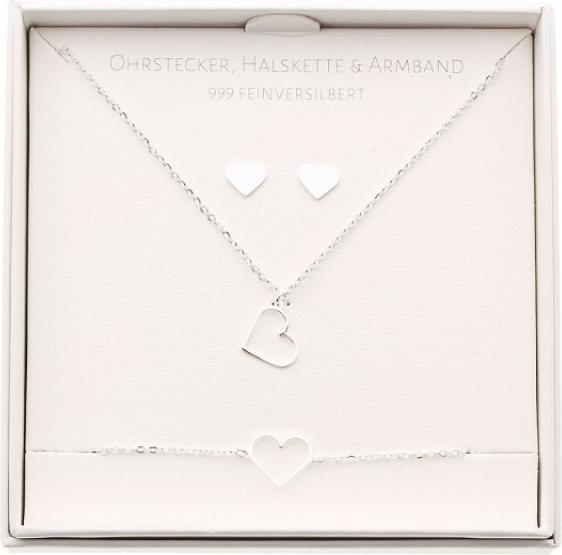 Image du produit Crystals Set cadeau - collier-bracelet-boucles d'oreilles - argenté fin - coeur