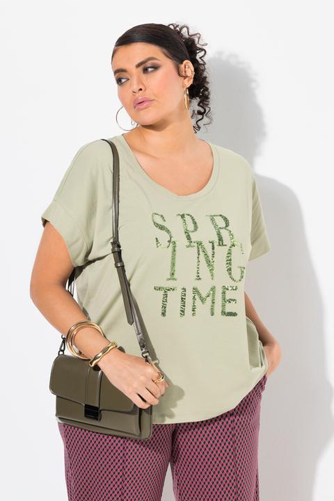 Actual product image Ulla Popken Springtime Sequined Short Sleeve Tee (62)