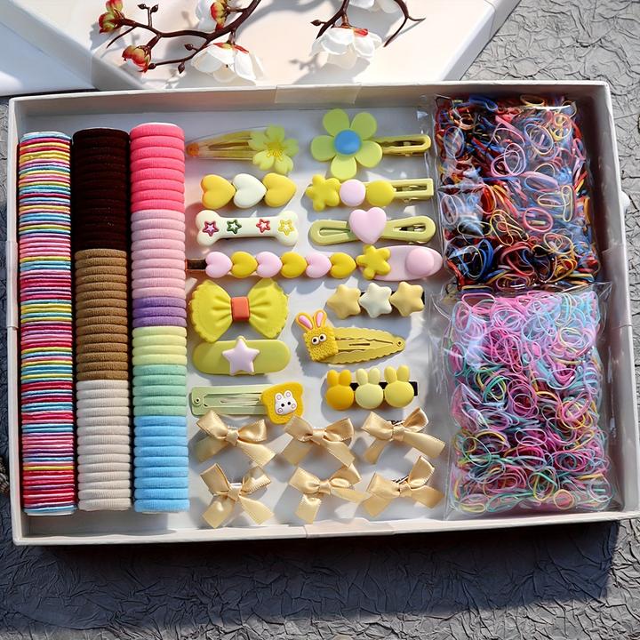 Activity Board 2170pcs Haar Styling Wesentliche Zubehör bunte elastische Haarbänder Harz Haar Zubehör Set (2170 Stk.)