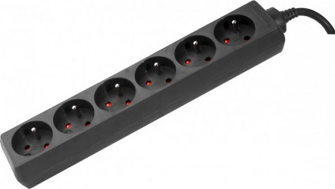 Actual product image Dexlan POWER STRIP- 6 Outlets without Switch 1,50 metre cord Black (6x, 1.50 m)