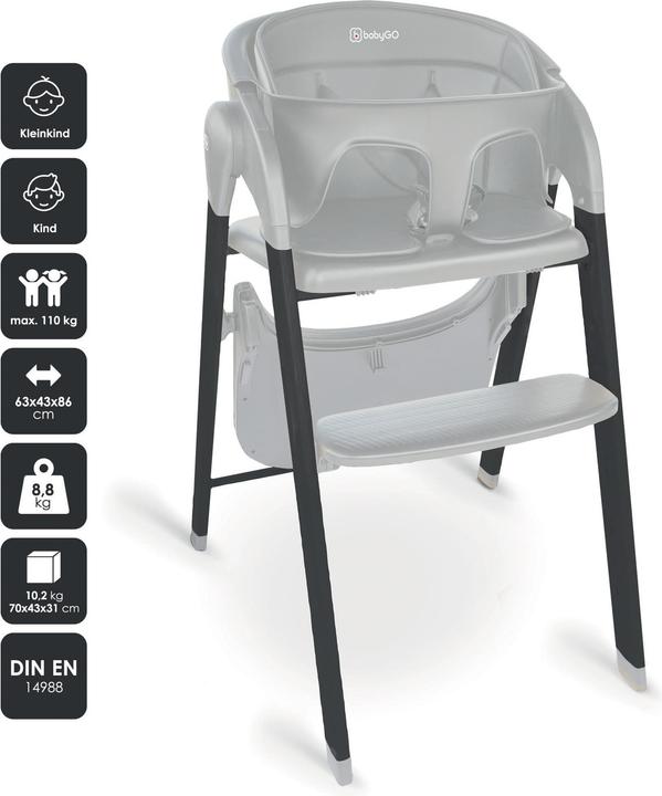 Actual product image BabyGo Levels Highchair grey/anthra (Highchair)