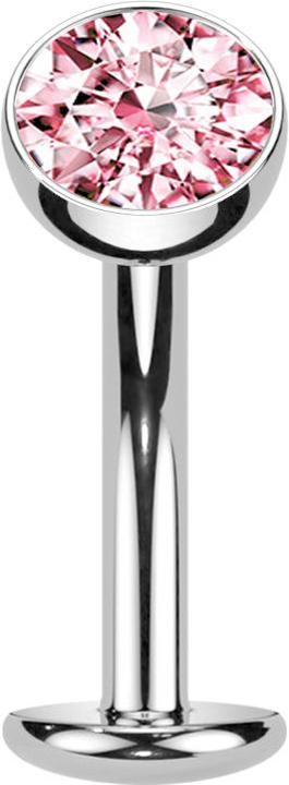 Image du produit Star Piercing Threadless Labret-Stab Banane silber Kugel Kristall pink (Titane)